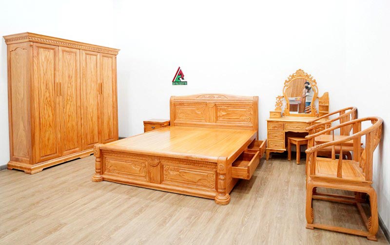 Combo phòng ngủ gỗ gõ đỏ mã số CB76