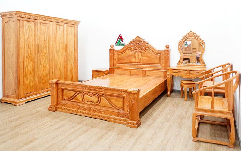 Combo phòng ngủ gỗ gõ đỏ mã số CB77