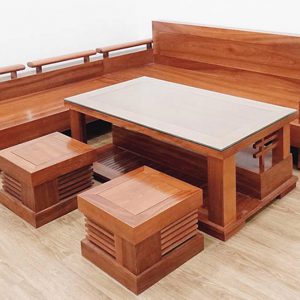 Sofa góc L gỗ xoan đào SF004