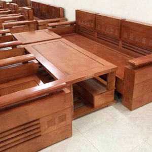 Sofa đối tay trứng gỗ xoan đào SF002